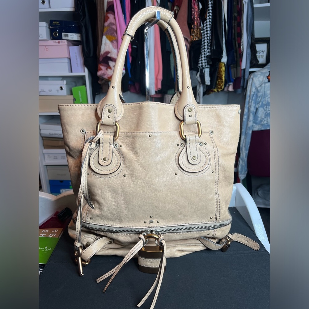 AUTHENTIC CHLOE LEATHER PADDINGTON SHOPPER TOTE HANDBAG - Picture 1 of 17